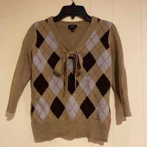 Talbots Women’s Argyle V-Neck Sweater Top